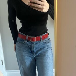 Vintage Red Leather Belt